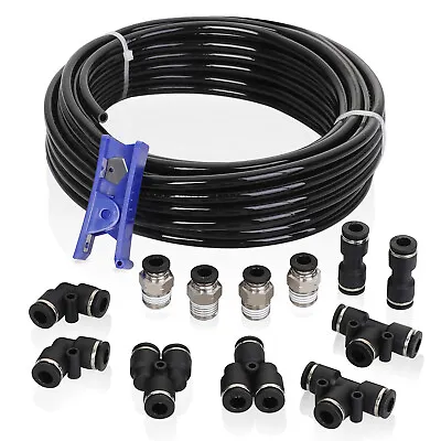 14 PCS Air Line Tubing Kit 1/4 Inch OD X 32.8 Feet Push To Connect Fittings • $29.99