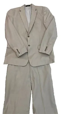 Jos A Bank Suit Sz 44R Jacket 34x27 Pants Mens Cream Beige Wool Cashmere W Shirt • $55