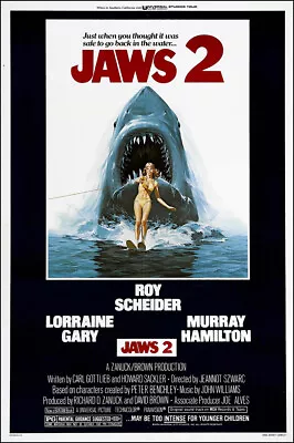 UNFRAMED Jaws 2 Movie Poster Prints Canvas Print Decor • $31.99