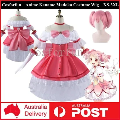 Puella Magi Madoka Magica Kaname Madoka Costume Cosplay Dress Wig Outfits Party • $23.31