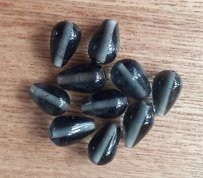 £1.85 • Buy 10 Glass Lampwork Beads Teardrop Grey 16mm