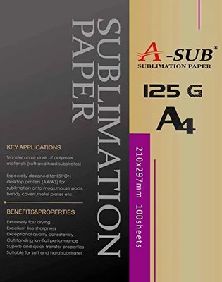 £16.79 • Buy A-SUB Sublimation Paper A4, 210x297mm, 100 Sheets, 125gsm, 100 Sheets