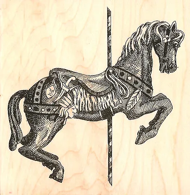 Carousel Horse Fancy Wood Mounted Rubber Stamp Impression Obsession H1037 NEW • $21.16