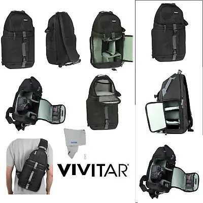 Vivitar Camera Sling Backpack For Canon Eos Rebel T1 T2 T3 T4 T5 T6 T7 T5i T6i • $34.94