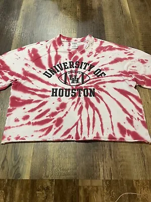 Victoria’s Secret Pink University Of Houston Sweatshirt Crop Top Red Tye Dye S • $10.75