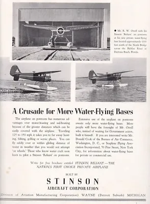 $9.49 • Buy 1937 Stinson Reliant Aircraft Ad 7/29/2022l