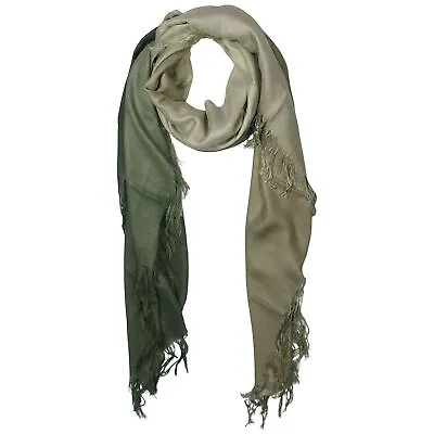 Blue Pacific Tissue Solid Micromodal Cashmere Scarf In Olive And Moss 28 X 60 • £58.90