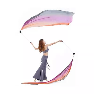 2Pcs Silk Veil + 2Pcs Poi Chain Ball Women Belly Dance Poi Streamer Throw Bal... • $51.99