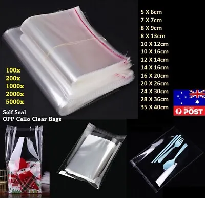 $539.75 • Buy 100-5000x Self Seal Adhesive Cello Cellophane Resealable Bags WHOLESALE Price AU