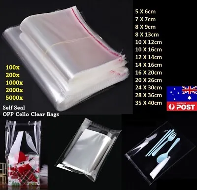 100-5000x Self Seal Adhesive Cello Cellophane Resealable Bags WHOLESALE Price AU • $867.75