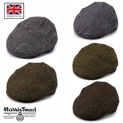 £18.99 • Buy British Made Genuine 100% Wool Harris Tweed Flat Cap Scottish Bunnet Hat