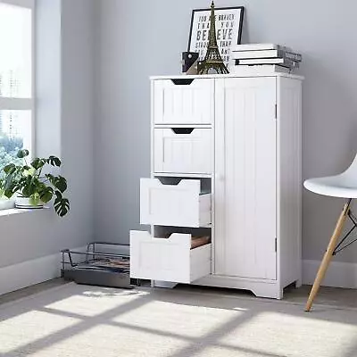 $60.99 • Buy Bathroom Floor Cabinet Storage Organizer Free Standing Sideboard Cabinet Wooden
