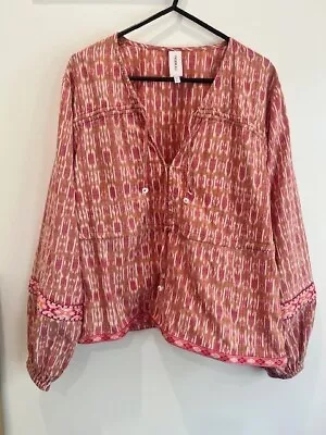 Tigerlily Size 8 Pink Kavira Blouse Cotton Boho Designer • $20
