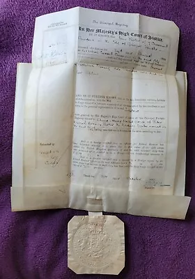 1859 Vellem Indenture Miss Jane Parker 8cm Seal & Caledonian Railway Co Stamp. • £19.99