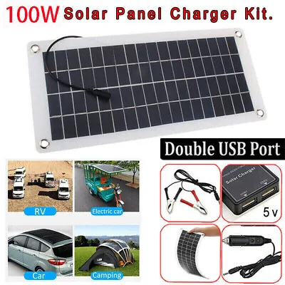 £16.86 • Buy 100W Solar Panel 12 Volt Trickle Battery Charger For Caravan Car Van Boat Kit