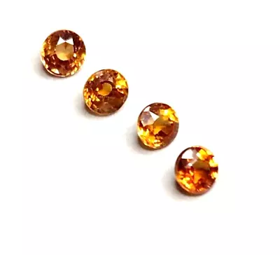 0.6ct Loose Natural 3mm Round Cut Orange Sapphire 4 Stones • £29.99