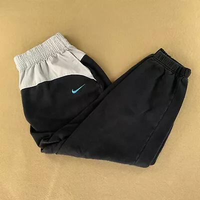 VTG Nike Sweatpants Black Fleece Jogger Swoosh Elastic Waist Outdoor Mens LARGE • $29.99