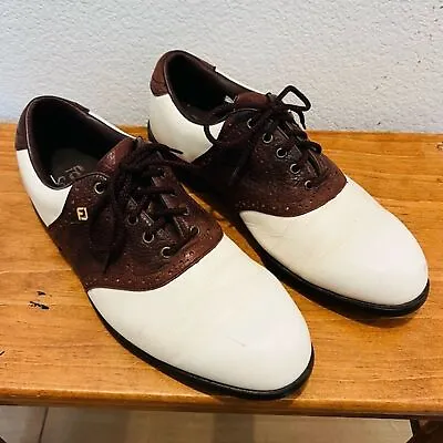 FootJoy Men's Soft-Joys Classic Golf Leather Shoes Sz. 8.5M Brown Saddle Vintage • $13.99