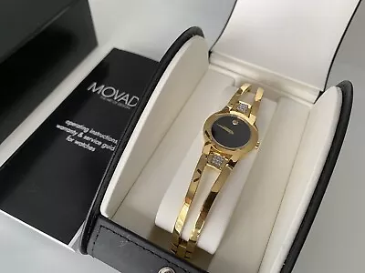 MOVADO Amorosa Women's Watch Yellow Gold 18 Diamonds • $749