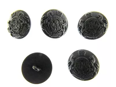 Round Gunmetal Crested Military Blazer Buttons - 20mm - Metal Shank Button X 5 • £3.99