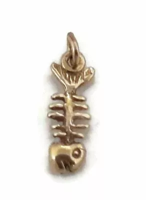 $98.99 • Buy Fish Skeleton Charm Pendant Yellow Gold!!