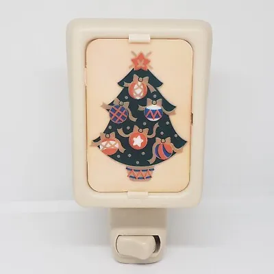 Vintage Christmas Tree  Night Light Beige Plastic Wall Plug In RARE Collectible • $22