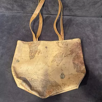 Old World Map Faux Leather Tote Bag Cruelty Free Vegan Medium • $12.99