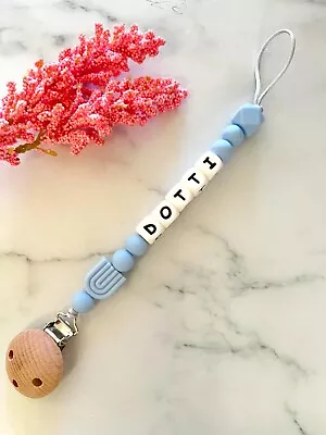 Personalised Dummy Clip - Custom Pacifier Chain - Newborn Gift Soother Holder • $12.84