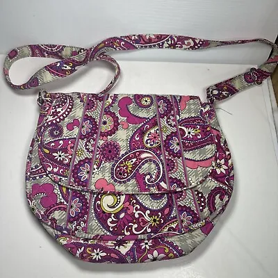 Retired VERA BRADLEY Paisley Meets Plaid Crossbody Shoulder Bag Pink Gray • $16.19