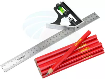 Stainless Steel Metric Combination Square Vial Ruler Pack 12pc Pencils • $14.71
