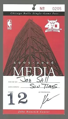 12/22/05  BULLS - CAVALIERS  MEDIA PASS  NM  JON SALL FIND  LeBRON JAMES  37 PTS • $39.99