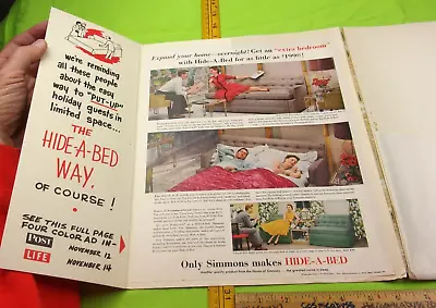 Simmons Advertising Folder 1952 Hide-A-Bed Sleeper Sofa • $24.95