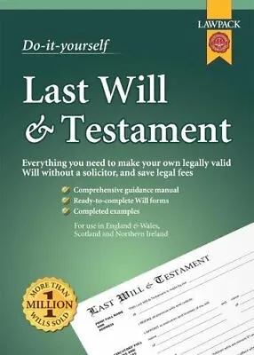 £19.40 • Buy Last Will & Testament Kit (Do It Yourself Kit) By Richard Dew New Book