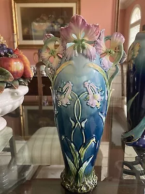 Majolica Art Nouveau Violet Vase • $150