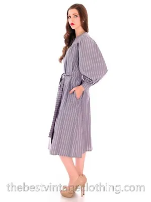 Vintage Vuokko Cotton Tent Dress 1970s Gray Piccolo Stripes XXS • $500