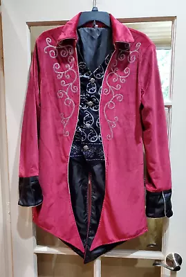 Burgundy Red S Velour NWOT Medieval Steampunk Tailcoat Jacket Lined Gothic Victo • $35
