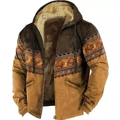 Vintage Graphic Hoodie Jacked Western Cowboy Loose Indian Yellowstone Bison • $37.99