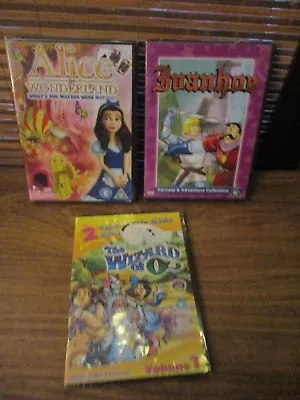 £3.49 • Buy Childrens Animated Classic Stories Collection Of DVDs Alice, Ivanhoe, Wizard Oz
