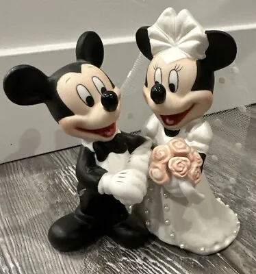 Disney Mickey & Minnie Mouse W/ Veil Bride And Groom Wedding Cake Topper • $25