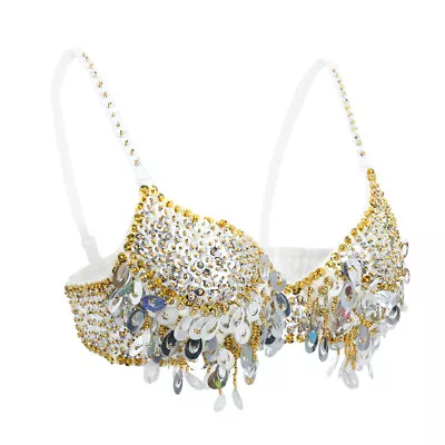 £16.81 • Buy Sexy Women's Belly Dance Sequin Beaded Bra Tops Samba Dancing Costume Show