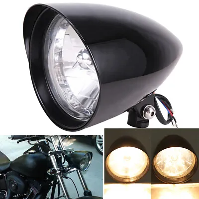Motorcycle 5-3/4  Bullet Headlight For Harley Dyna Softail Sportster XL Chopper • $76.09