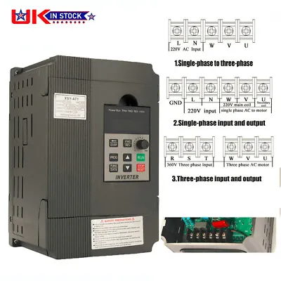 VFD Frequency Speed Controller 2.2KW 220V Single To 3Phase Motor Inverter U0J7 • £61.59