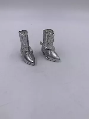 Vintage Wall Drug South Dakota Silver Cowboy Boot Salt And Pepper Shaker  • $12