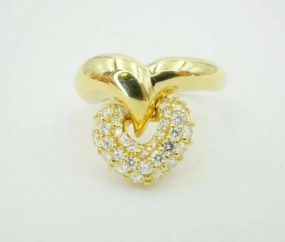 $4499.99 • Buy Jose Hess 18k Yellow Gold 1.50 Carat Diamond Hinged Heart Ring Size 10