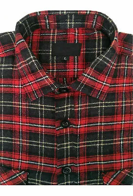 Mens Flannel Lumberjack Check Shirt Cotton Work Shirts Vintage Tartan Scottish • £14.99