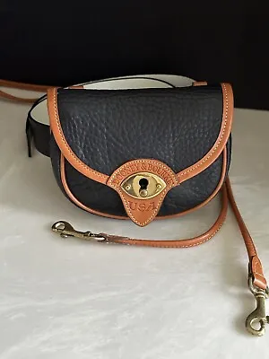 Dooney & Burke Vintage Awl Black/tan Leather Small Crossbody Convert Belt Bag Ex • $139