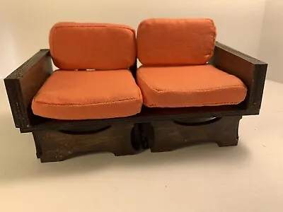 Arm Chair Mid Century Modern 1:12 Scale Doll House Miniature Brown / Orange • $69.99