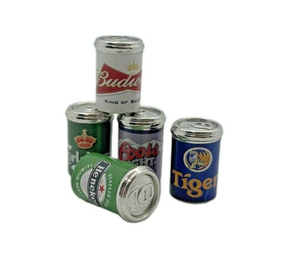 £3.95 • Buy 1/12 Scale Dolls House Miniature 5 Metal Cans Of Beer Pub Ale Drinks Lager 44347