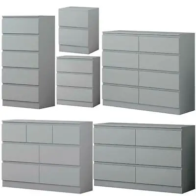 Matt Grey Chest Of Drawers And Bedsides.  Available In 2/3/5/6/7/8 Drawer Chests • £144.99