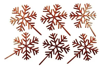 £2.50 • Buy 6 X RED SNOWFLAKE Christmas Cake Decorations Yule Log Cupcake Toppers
